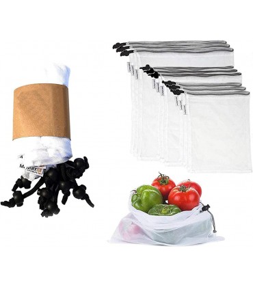 15 STÜCKE Wiederverwendbare Produktbeutel Einkaufstaschen Mesh-Aufbewahrungsbeutel Waschbarer und leichter Kordelzugbeutel für Obst Gemüse Lebensmittel Einkaufen - BXZGTW32