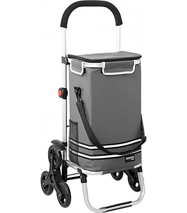 Monzana 2in1 Einkaufstrolley 30kg Klappbar Abnehmbare Tasche 6 Rollen Treppensteiger Einkaufswagen Einkaufshilfe Grau - BDFAD6JD