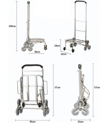 ZLASS Einkaufstrolley Hochwertiger Edelstahl-Einkaufswagen kann den Treppen-Handwagen Klettern der tragbaren Handhabungs-LKW faltet Einkaufstrolleys - BSCKZNM8