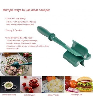 5 Klingen Küchen-Fleischzerkleinerer | Hamburger gemahlenes Rindfleisch Mix N Chop Tools | für antihaftbeschichtetes Kochgeschirr grün - BDDFVKV2