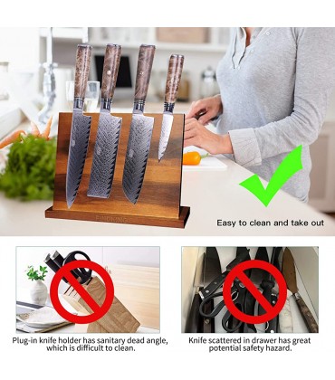 Magnetischer Messerblock von Findking-Teak Wood Knife Stand Küchenmesser Set Holder Storage Organizer - BJKJG3VH