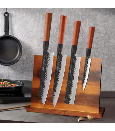 Magnetischer Messerblock von Findking-Teak Wood Knife Stand Küchenmesser Set Holder Storage Organizer - BJKJG3VH