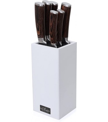 Oleio gerader moderner Design Messerblock weiß mit Borsteneinsatz I Messerblock ohne Messer unbestückt aus Holz universal für alle Küchenmesser und Kochmesser mit herausnehmbaren Bürsteneinsatz - BPFOO62K