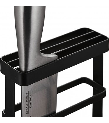 Relaxdays 2 in 1 Schneidebretthalter & Messerhalter Metall Brettchenständer Küche Messerblock unbestückt schwarz - BNNEB311