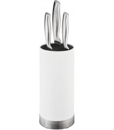 Relaxdays Messerblock rund Messerhalter unbestückt universal Messeraufbewahrung mit Borsten HxD: 22 x 11 cm weiß - BJHUCJBH
