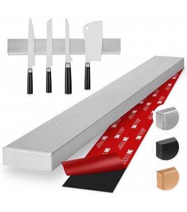 Thingles® Profi-Küchen Magnetleiste ohne Bohren für Messer 40cm aus hochwertigem Edelstahl I Edle Messer Aufbewahrung für die Küche Messerhalter Magnetisch Messerleiste Magnetisch - BFKTRV9B