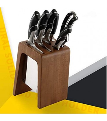 Universal-Messerblock mit 6 Schlitzen Massivholz-Messerblock ohne Messer – Metzgerblock-Messerhalter und Organizer mit Breiten Schlitzen für einfache Aufbewahrung von Küchenmessern – Gummiholzholz - BEIQPEWA