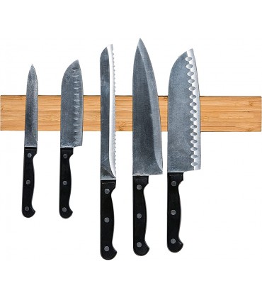 WDEC Magnet Messerleiste Bambus 40cm Holz Messerhalter mit starkem Magnet zur Montage Messerhalter Magnetisch Holz Mit Oder Ohne Bohrer Installieren Messerhalterung für Küche oder Büro - BASNJN2D