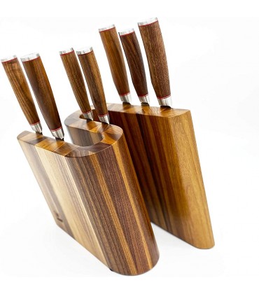 Zayiko exklusiver hochwertiger Design Messerblock Messerbrett ohne Messer für bis zu 10 Kochmesser unterschiedlicher Größe I Italienisches Design aus massivem Nussbaum mit starken Magneten - BVZRNWHJ