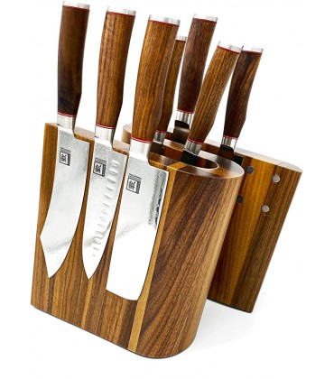 Zayiko exklusiver hochwertiger Design Messerblock Messerbrett ohne Messer für bis zu 10 Kochmesser unterschiedlicher Größe I Italienisches Design aus massivem Nussbaum mit starken Magneten - BVZRNWHJ