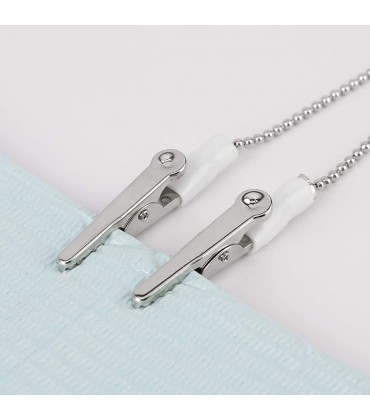 Annhua Dental-Lätzchen Kugelkette mit Clips an beiden Enden 3 Stück Serviettenhalter verstellbar für Erwachsene Kinder Patienten Tattoo Silber leicht und tragbar Länge 48 cm - BTDTQ21N