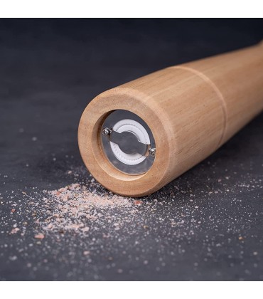 DeroTeno Salzmühle Salz mühle mit verstellbarem Keramik-Mahlkern Gummiholz 32 cm Höhe Boden DIA: 6 cm Tablett ist NICHT im Lieferumfang enthalten - BTGOYVV3