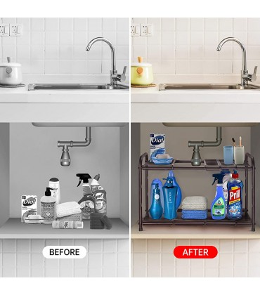 Simple Trending 2-stöckiges Regal unter der Spüle erweiterbares Regal für Küche und Badezimmer bronzefarben - BSXSM9DN
