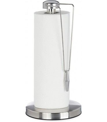 Relaxdays Küchenrollenhalter aus Edelstahl Design Papierrollenhalter stehend für die Küche HxD: 32 x 16 cm silber - BKDKYD3W