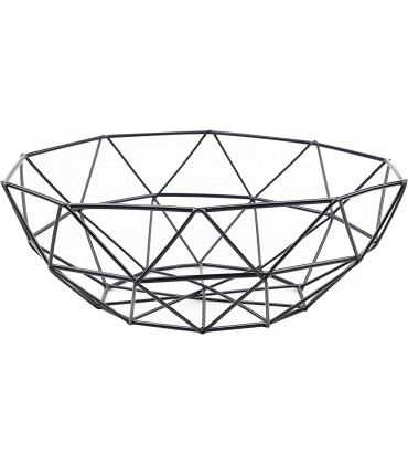 EXLECO Geometrischer Obstkorb Schwarze Obstschale Metall Obstaufbewahrungskorb Vintage Multifunktionaler Obstkorb aus Eisen Deko Drahtkorb 26*26*7.5cm - BNZCW8HM