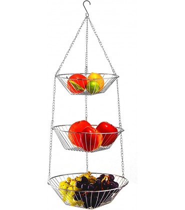 Trintion Obstkorb hängend Obstschale Gemüsekorb aus Metall Küchenampel individuell einstellbar 3-teiliges Set für Obst Aufbewahrung Hängekorb Küche Hängekorb Obst Hängender Obstkorb - BDLRKAJ7