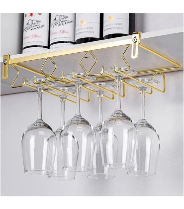 STXMY 21.6 cm 2 Reihen Weinglashalter Unter Schrank Gold Edelstahl Gläserhalter für 4-6 Gläser Ohne Bohren für Bar Zuhause Cafe - BZMUV39D