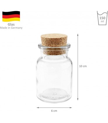 4 WELLGRO® Gewürzgläser mit Kork Verschluss 150 ml 6 x 10 cm ØxH Gläser Made in Germany - BECZB6K3