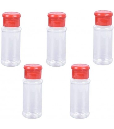 M M 5 x 100 ml Kunststoff-Gewürzgläser leere Gewürzbehälter mit Deckel transparenter Kunststoffbehälter perfekt für die Aufbewahrung von Gewürzen Kräutern und Pulver - BBHXC188