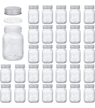 TinQee 30 Stück Gewürzgläser aus Glas leere Gewürzflaschen mit Streudeckel und luftdichten Metallkappen für Kräuter und Gewürze - BWZVE6Q8