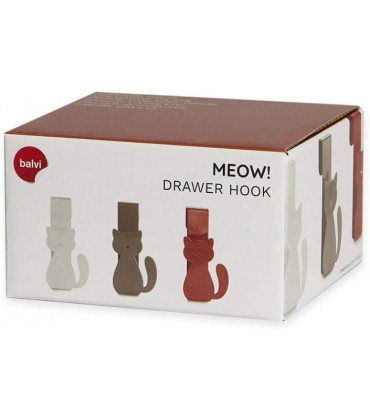 balvi Schubladenhaken Meow! Set bestehend aus 3 Aufhängern Farben Braun Grau und Weiß Türhaken um K - BWMCMAKE