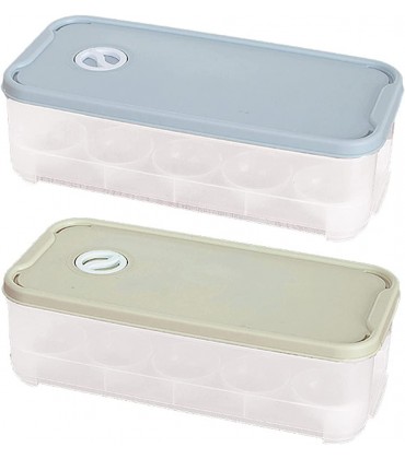 Geoyien Transparente Eieraufbewahrungsbox 2 Stück Kunststoff Eierablagen Stapelbare Eierablage mit Deckel Datum einstellbar geeignet für Wohnküche Kühlschrank hellblau + hellgrün - BGEPXQM1