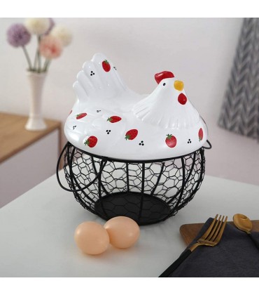 WXQY Eierkorb Aus Keramik,Griffe Und rutschfeste Basis Hühnchenform Dekorativ für Die Küche Aufbewahrungskörbe - BHEJI55M