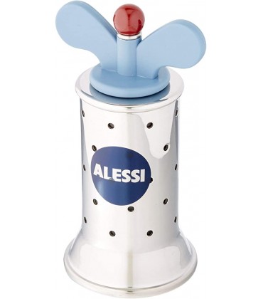 Alessi 9098 Design Pfeffermühle mit Rippen Edelstahl und Thermoplastisches Harz Hellblau,8.7 x 6.5 x 8.7 cm - BOTBX428