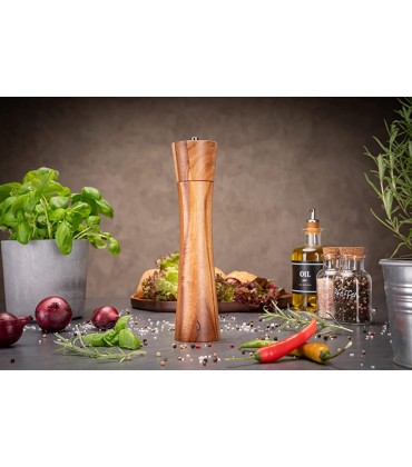 Ecobuna® hochwertige Pfeffermühle aus Akazienholz Gewürzmühle mit Keramikmahlwerk Salzmühle Pfeffermühle groß Geschenkidee Küche ca. 26 cm hoch - BHCTKBKN