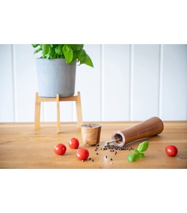 Ecobuna® hochwertige Pfeffermühle aus Akazienholz Gewürzmühle mit Keramikmahlwerk Salzmühle Pfeffermühle groß Geschenkidee Küche ca. 26 cm hoch - BHCTKBKN