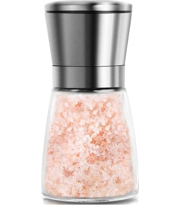 Mincham Manuelle Salz- oder Pfeffermühle für professionellen Koch beste Gewürzmühle mit Edelstahlkappe Keramikklingen und einstellbarer Grobheit nachfüllbarer Glaskörper mit 170 ml Kapazität - BVUYTH41