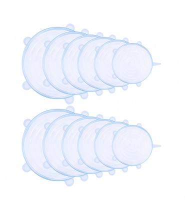 Commercial Silikon-Stretchdeckel Abdeckungen für Lebensmittelbehälter passend für Behälter in mehreren Größen rund 6 cm 9 cm 11.5 cm 14 cm 16 cm 19.5 cm 12 Stück - BFYNP5J8