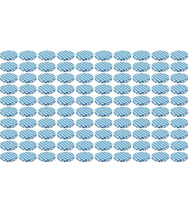 WELLGRO® Einmachdeckel To 82 blau kariert Metall Ersatzdeckel für Einmachglas verschiedene Mengen wählbar Stückzahl:100 Stück - BRXSJE9A