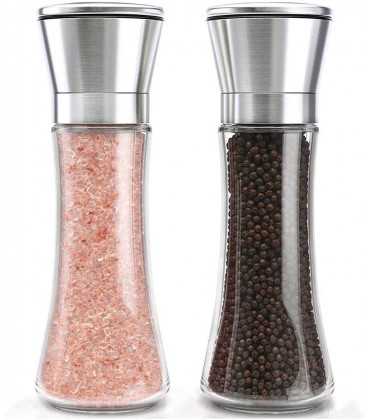 2 Stk. 180 ml Pfeffermühlen Salz- & Pfefferstreuer 360-Grad-Rotation Edelstahl- und Glaskörper zum Kochen und Essen - BTSDLJ6N