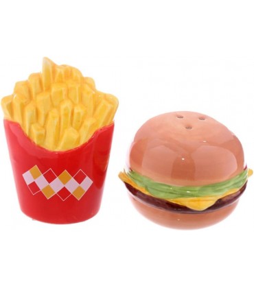 Home Salz-und Pfefferstreuer Set Fast Food Burger und Pommes Keramik Multi Height 5.5-8.5cm Width 6-7.5cm Depth 3-6.5cm - BENAR5K6