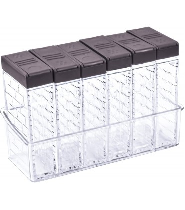 PIQIUQIU 6er Set Salz- und Pfefferstreuer Gewürzbox Kunststoff Camping Gewürzbox für Aufbewahrung Küche Gewürze - BSSOQ4A8