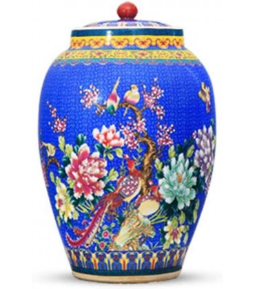 Keramik-Reis-Behälter-Speicher Shop M Fass Wassertank Schlafzimmer Teekanne Loser Tee Porzellan Lebensmittelaufbewahrung Color : Blue Size : 34 * 55cm - BMUZZK3E
