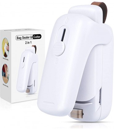 XIMU Folienschweißgerät Mini Versiegelungsmaschine Bag Sealer mit Cutter 2 in 1 Küche Hand Verschlussgerät für Beutel Spänesäcke Plastiktüten Lebensmittellagerung Snack Weiß - BDTWJBQ3