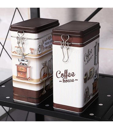 Kaffee-Aufbewahrungsbox mit Deckel,großer Edelstahl-Kaffeebehälter Rechteckige Kaffeedose Küchen-Aufbewahrungsdose für Kaffeekanister für geröstete Kaffeebohnen Tee Nüsse und Pulver 7,72x3,11 Zoll - BQGHW49Q