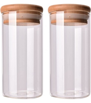 2 x 350 ml Vorratsdosen Set Mehrweg-Vorratsgläser mit Holzdeckel-Deckel Luftdicht Glasbehälter Zur Aufbewahrung Küche Tee Gewürzgläser - BFSXSBW8