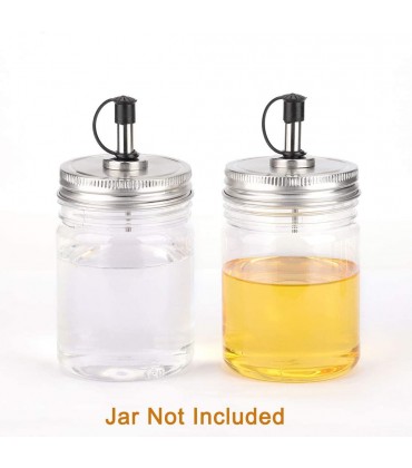 2 Stück Edelstahl Einmachglas Ausgießer Deckel mit Kunststoffkappen für Olivenöl Cocktailspender und Salatdressing-Shaker - BEGIHWMW