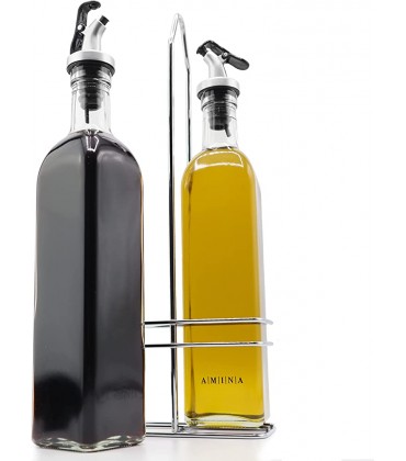 Essig und Öl Spender Set Toscana 2 x 500 ml Ölflaschen mit Halterung | Auslaufsicher und Tropffrei | mit Anti-Schmutz Verschluss - BSWUX75H