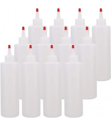 Lawei 12 Stück Quetschflasche Squeeze Flasche mit Kappe Saucenflasche aus Kunststoff für Ketchup Gewürze Senf Soße Öl 470 ml - BXVFPK23