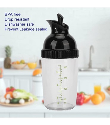 Salatdressing-Shaker robust sicher 200 ml verhindert Auslaufen tropfenfester Dressing-Behälter einfach zu bedienen für die KücheSchwarz - BBFTH16N