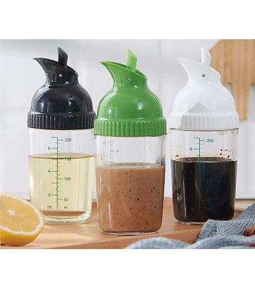 WUWEOT 3 Stück 200 ml Dressing Shaker Klein aus Kunststoff Dressingspender Dressingbehälter Condiment Flaschen Multifunktionale Öl- und Essigflasche Soßenflasche für Salatdressing Öl Essig Sauce - BBMWPN16