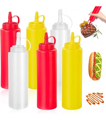YISKY Plastik Quetschflasche 6 Stück 240ml Squeeze Flasche aus Kunststoff Quetschflasche mit Kappe Ketchup Spender Soßen Flasche Quetschflasche Küche für Ketchup Senf Mayo Soßen Olivenöl - BKDIQA4A