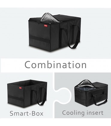 achilles Kühlkorb Einkaufstasche mit Kühlfunktion Tasche mit Kühleinsatz faltbare Kühlbox Kühl-Klappbox Thermo-Einkaufskorb schwarz 37 cm x 23 cm x 21 cm - BUUWOM44