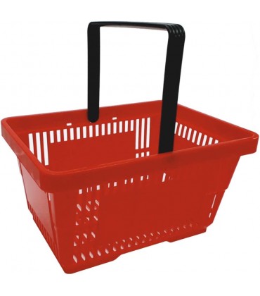 gebar Einkaufskörbe 5 Stück rot mit Einem Tragegriff aus Plastik 20 Liter Verkaufskörbe stapelbar Griff schwarz - BLLBRNJ1