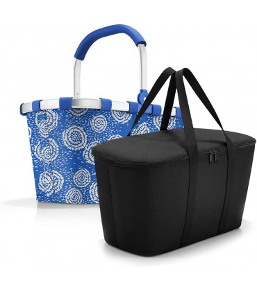 reisenthel Set aus carrybag BK + coolerbag UH BKUH Einkaufskorb mit passender Kühltasche Batik Strong Blue + Black - BJPDTH92