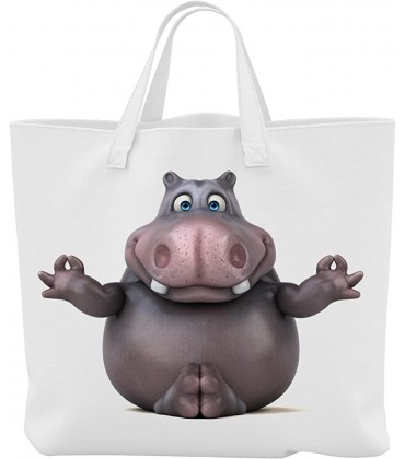 Merchandise for Fans Einkaufstasche 45 x 42 cm x 9,5 cm 18 Liter Motiv: 3D Comic Nilpferd beim Yoga 03 - BTTAF37H